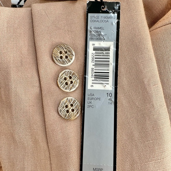 Tahari New Linen Rayon Jacket Button Front 4 Patch Pockets Lined Size 10 - Picture 14 of 15